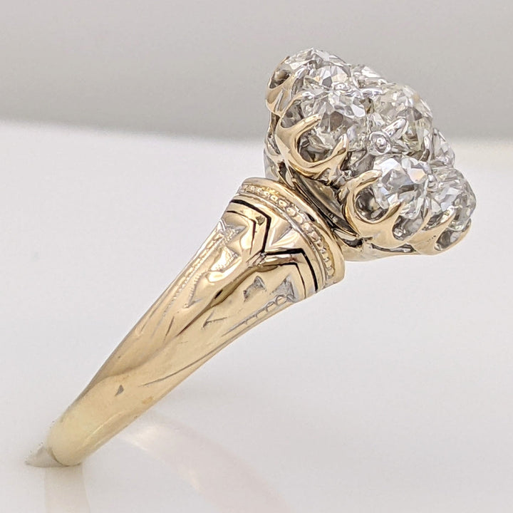 14K 1.40 CARAT TOTAL WEIGHT VS H DIAMOND ROUND (7) ESTATE FLORAL RING 7.1 GRAMS