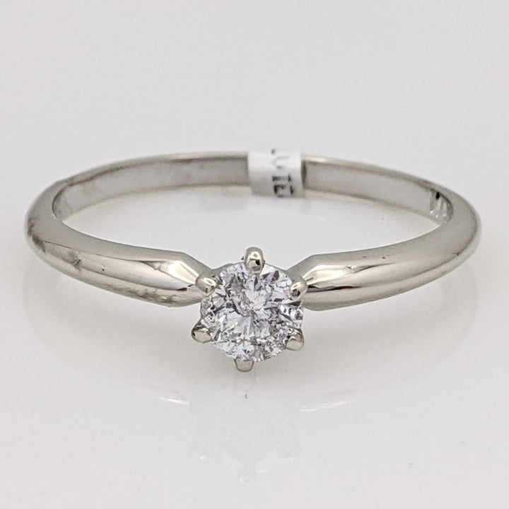 14K WHITE .23 CARAT TOTAL I1 H DIAMOND ROUND ESTATE SOLITAIRE RING 1.6 GRAMS