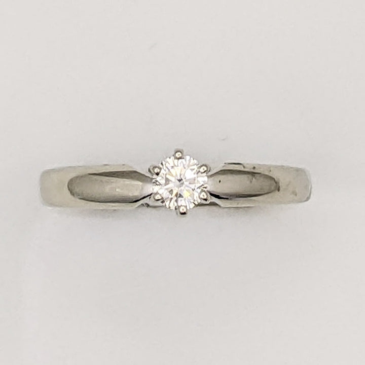 14K WHITE .15 CARAT TOTAL SI1 J DIAMOND ROUND SOLITAIRE ESTATE RING 2.9 GRAMS