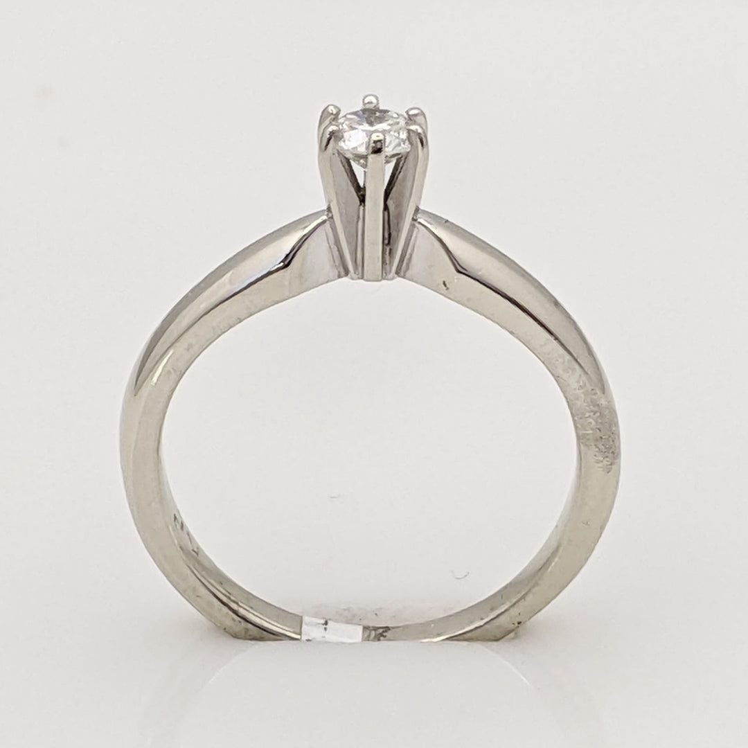 14K WHITE .15 CARAT TOTAL SI1 J DIAMOND ROUND SOLITAIRE ESTATE RING 2.9 GRAMS