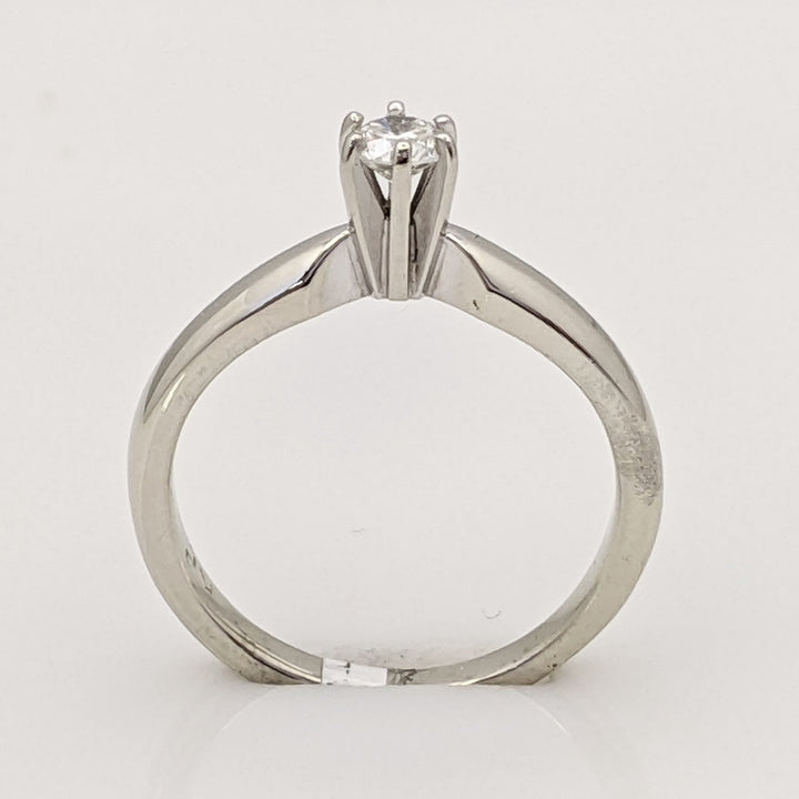 14K WHITE .15 CARAT TOTAL SI1 J DIAMOND ROUND SOLITAIRE ESTATE RING 2.9 GRAMS
