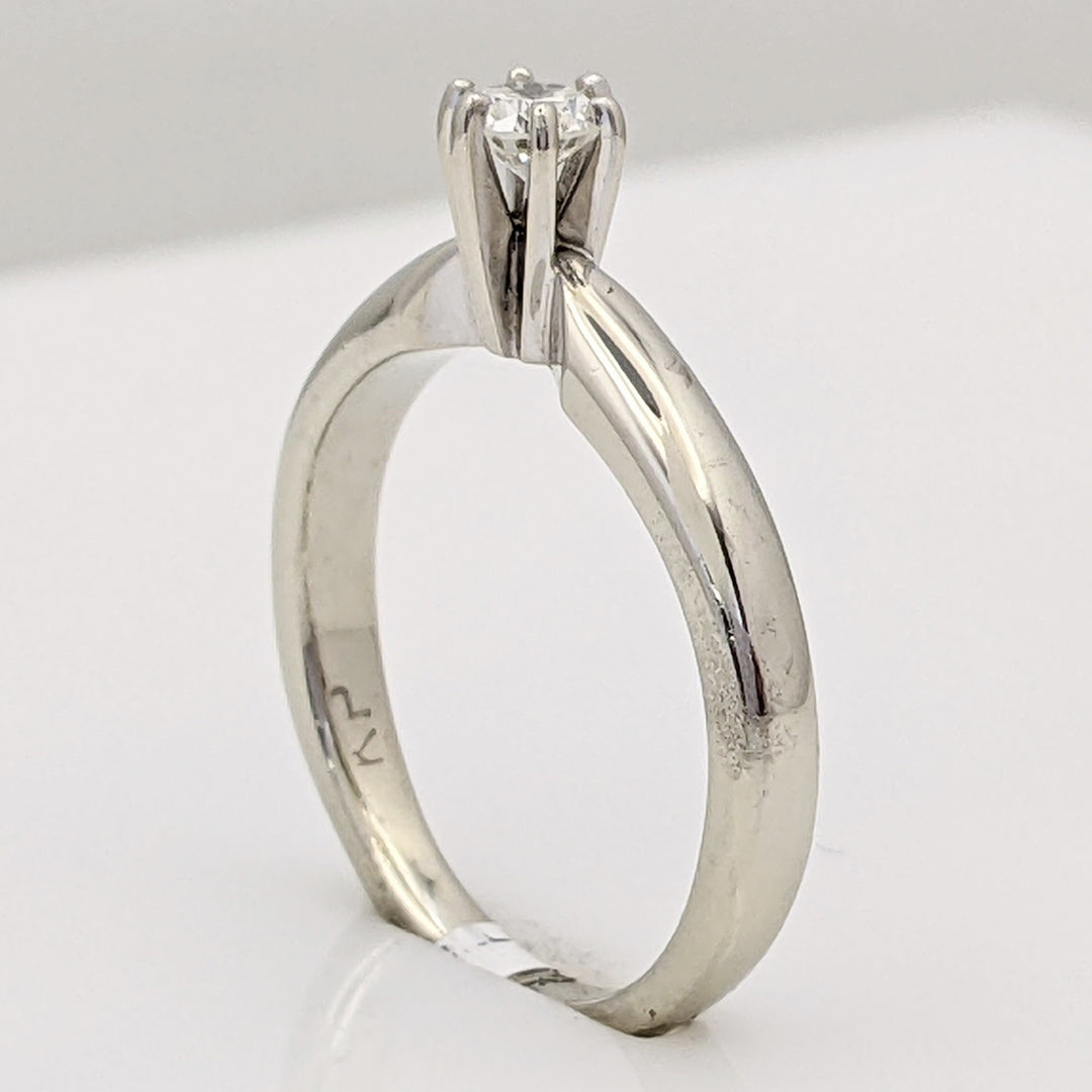 14K WHITE .15 CARAT TOTAL SI1 J DIAMOND ROUND SOLITAIRE ESTATE RING 2.9 GRAMS