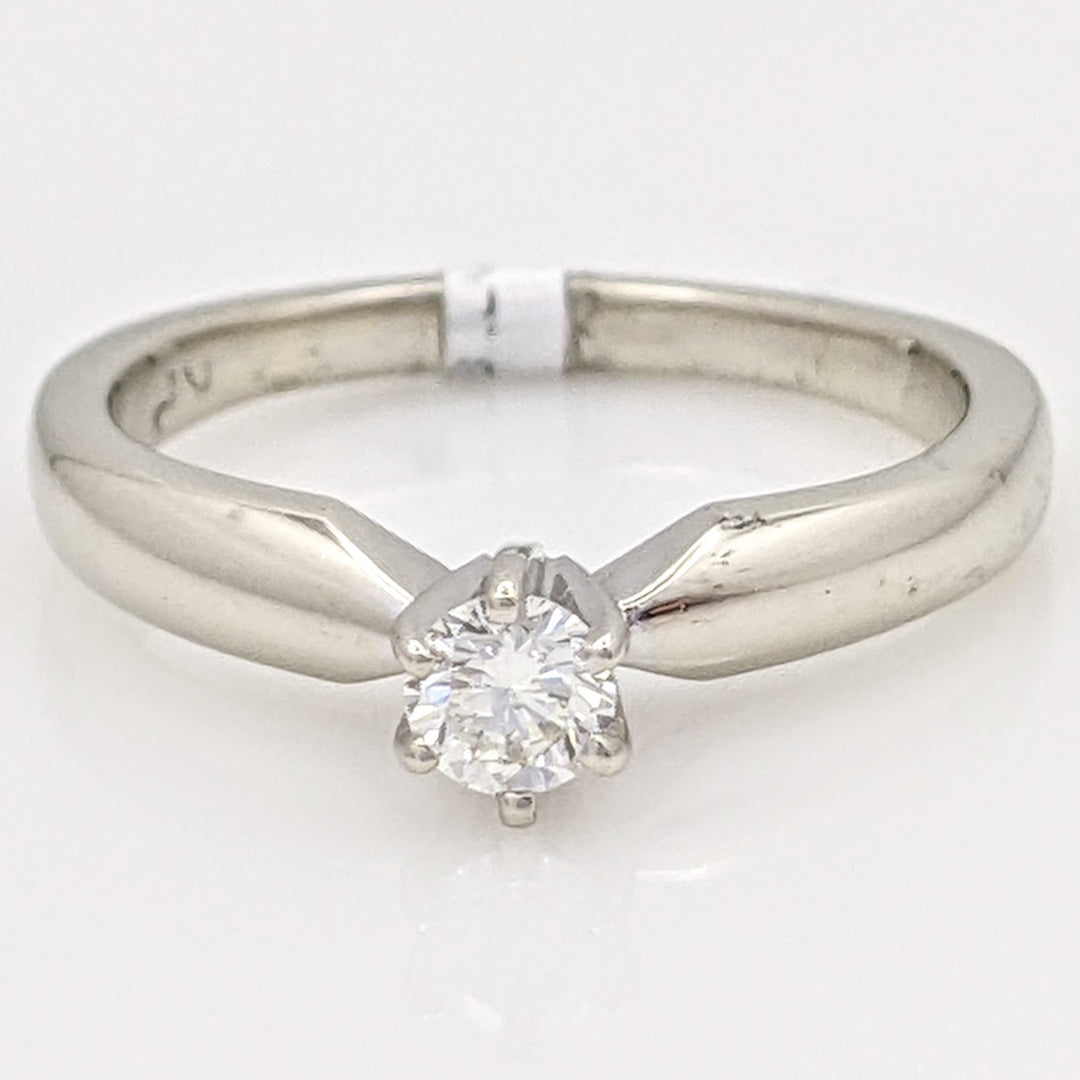 14K WHITE .15 CARAT TOTAL SI1 J DIAMOND ROUND SOLITAIRE ESTATE RING 2.9 GRAMS