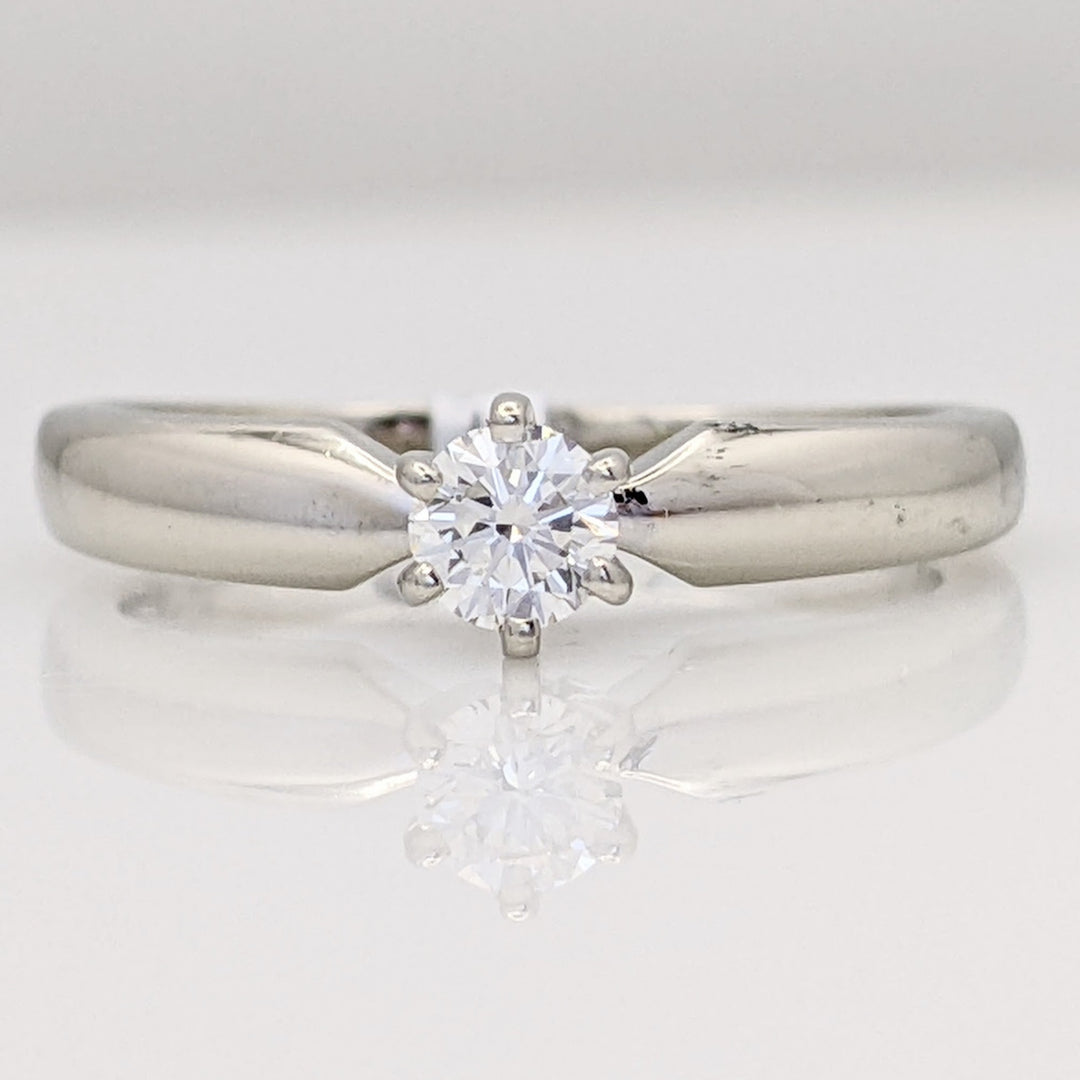 14K WHITE .15 CARAT TOTAL SI1 J DIAMOND ROUND SOLITAIRE ESTATE RING 2.9 GRAMS