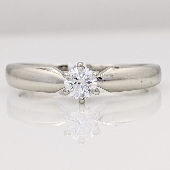 14K WHITE .15 CARAT TOTAL SI1 J DIAMOND ROUND SOLITAIRE ESTATE RING 2.9 GRAMS