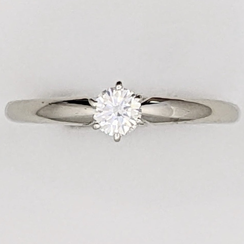 14K WHITE .22 CARAT TOTAL I1 K DIAMOND ROUND 6-PRONG SOLITAIRE ESTATE RING 1.8 GRAMS