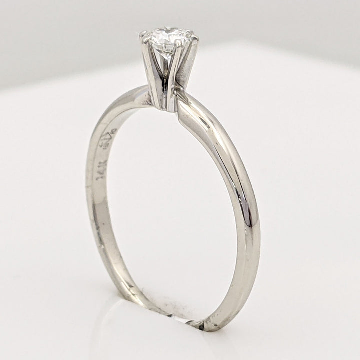 14K WHITE .22 CARAT TOTAL I1 K DIAMOND ROUND 6-PRONG SOLITAIRE ESTATE RING 1.8 GRAMS