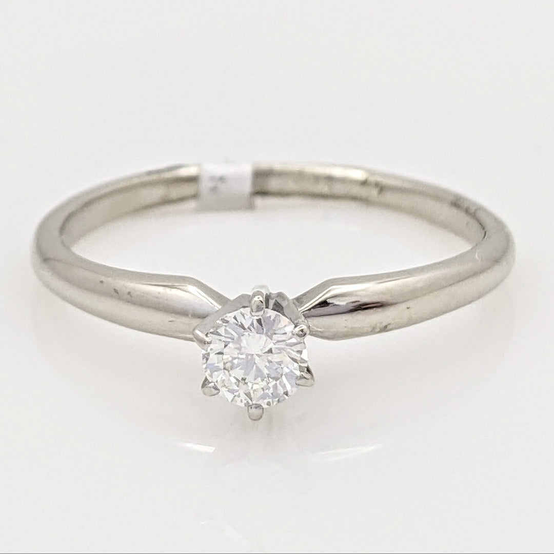 14K WHITE .22 CARAT TOTAL I1 K DIAMOND ROUND 6-PRONG SOLITAIRE ESTATE RING 1.8 GRAMS