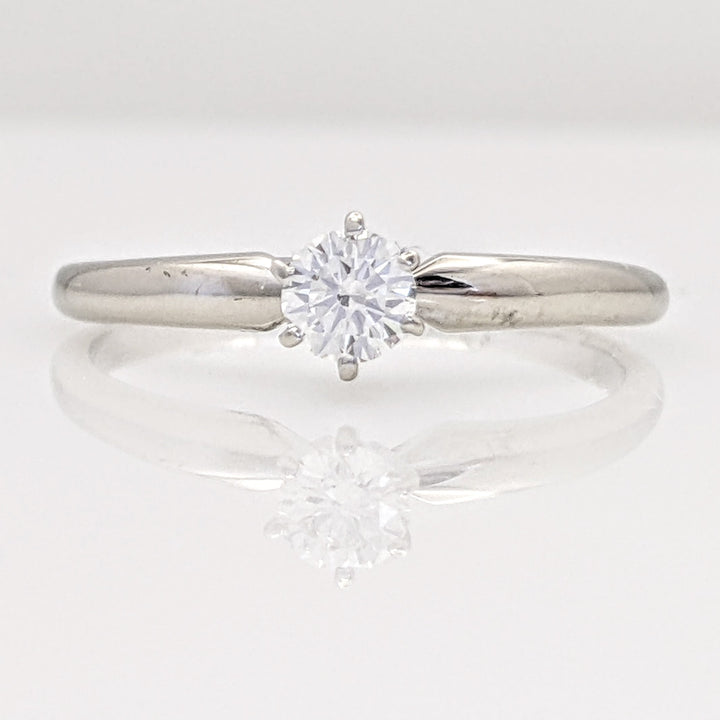 14K WHITE .22 CARAT TOTAL I1 K DIAMOND ROUND 6-PRONG SOLITAIRE ESTATE RING 1.8 GRAMS