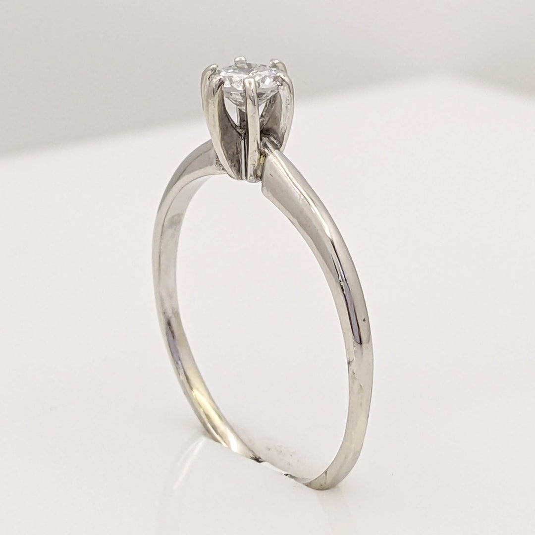 14K WHITE .30 CARAT TOTAL I1 H DIAMOND ROUND SOLITAIRE ESTATE RING 1.6 GRAMS