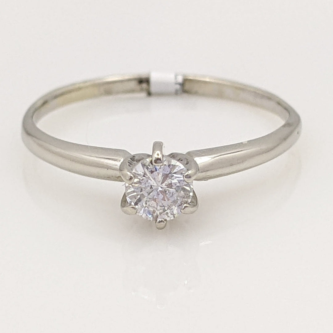 14K WHITE .30 CARAT TOTAL I1 H DIAMOND ROUND SOLITAIRE ESTATE RING 1.6 GRAMS