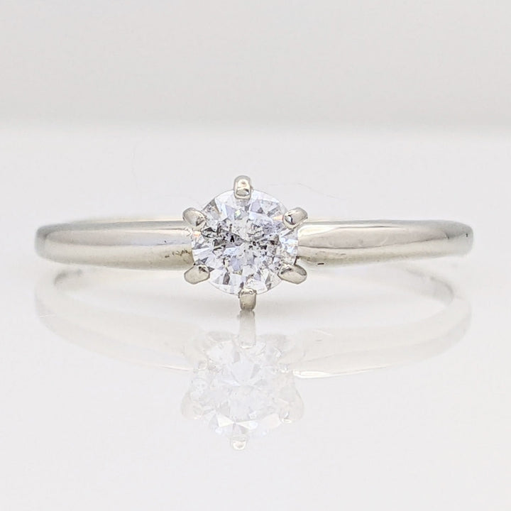 14K WHITE .30 CARAT TOTAL I1 H DIAMOND ROUND SOLITAIRE ESTATE RING 1.6 GRAMS