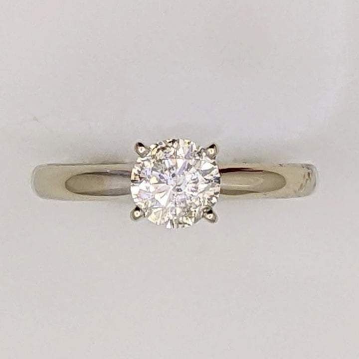 14K WHITE .79 CARAT TOTAL WEIGHT I2 F DIAMOND ROUND SOLITAIRE ESTATE RING 2.3 GRAMS
