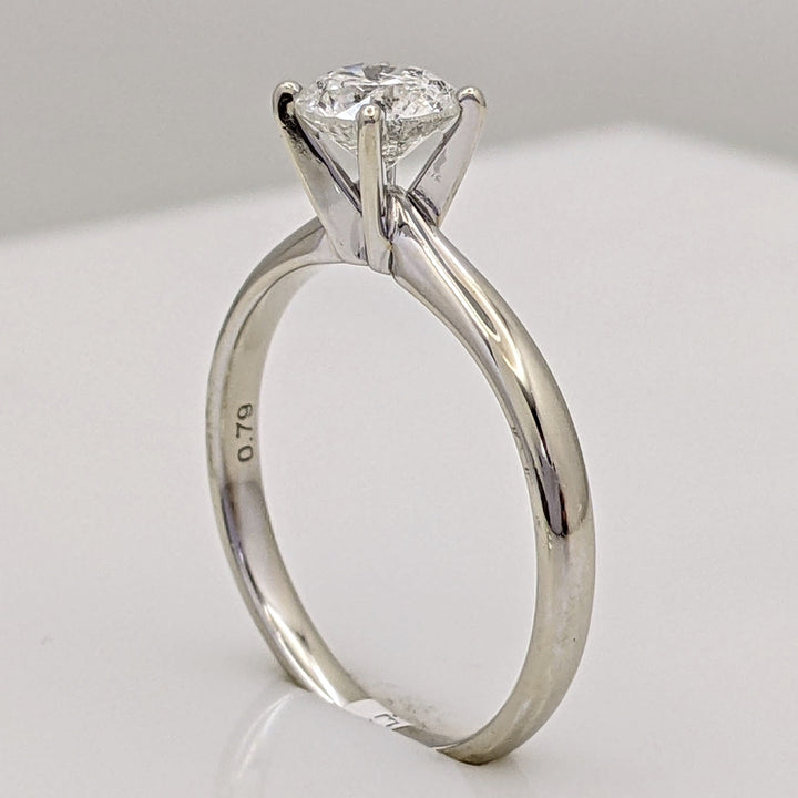 14K WHITE .79 CARAT TOTAL WEIGHT I2 F DIAMOND ROUND SOLITAIRE ESTATE RING 2.3 GRAMS