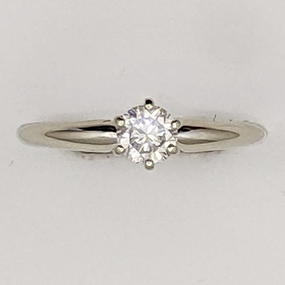 14K WHITE .31 CARAT TOTAL SI2 H DIAMOND ROUND ESTATE SOLITAIRE RING 1.6 GRAMS