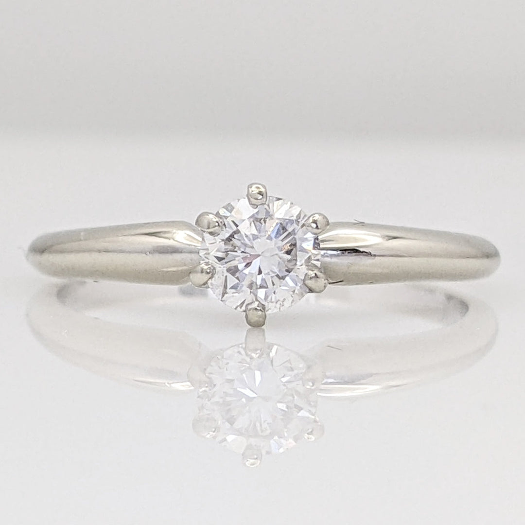 14K WHITE .31 CARAT TOTAL SI2 H DIAMOND ROUND ESTATE SOLITAIRE RING 1.6 GRAMS