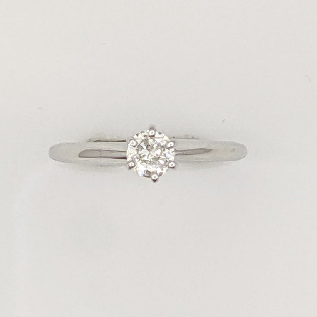 14K WHITE .27 CARAT TOTAL I1 I-J DIAMOND ROUND ESTATE SOLITAIRE RING 2.2 GRAMS