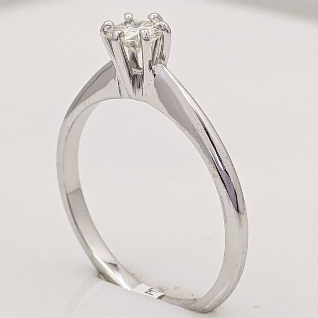 14K WHITE .27 CARAT TOTAL I1 I-J DIAMOND ROUND ESTATE SOLITAIRE RING 2.2 GRAMS