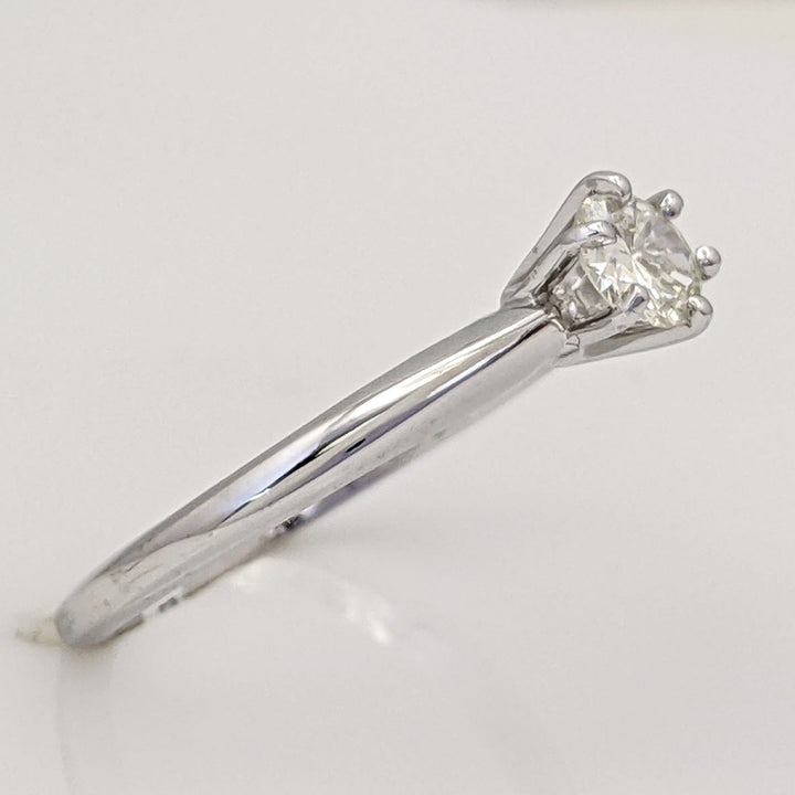 14K WHITE .27 CARAT TOTAL I1 I-J DIAMOND ROUND ESTATE SOLITAIRE RING 2.2 GRAMS