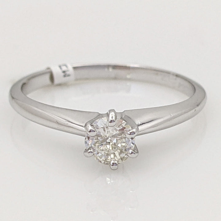 14K WHITE .27 CARAT TOTAL I1 I-J DIAMOND ROUND ESTATE SOLITAIRE RING 2.2 GRAMS