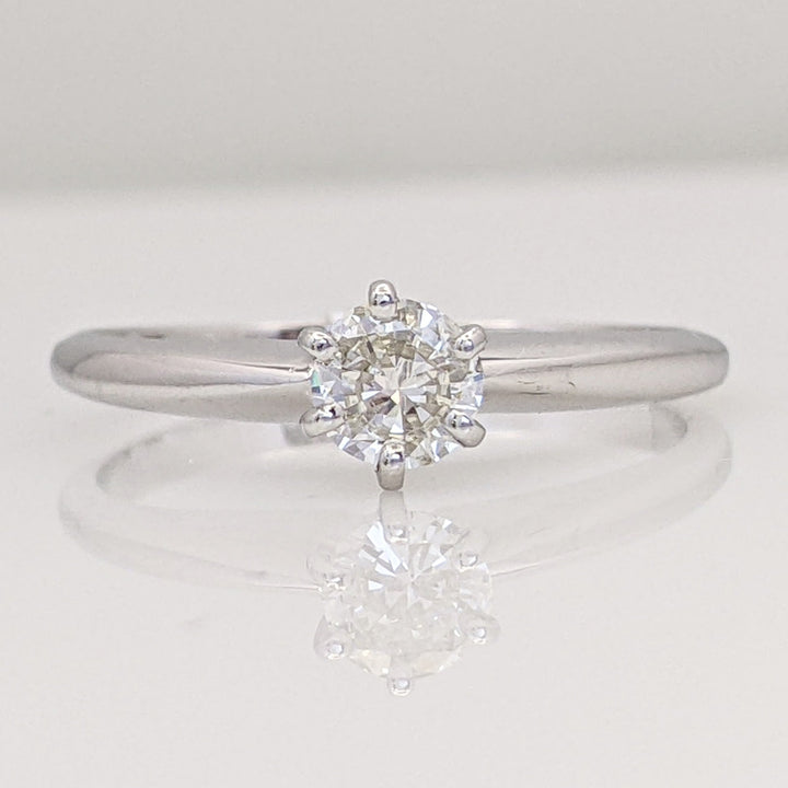 14K WHITE .27 CARAT TOTAL I1 I-J DIAMOND ROUND ESTATE SOLITAIRE RING 2.2 GRAMS