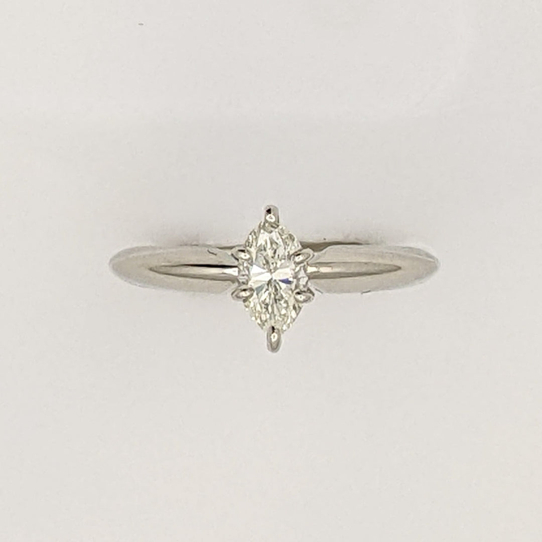 14K WHITE .35 CARAT TOTAL SI1 K DIAMOND MARQUISE SOLITAIRE ESTATE RING 2.0G