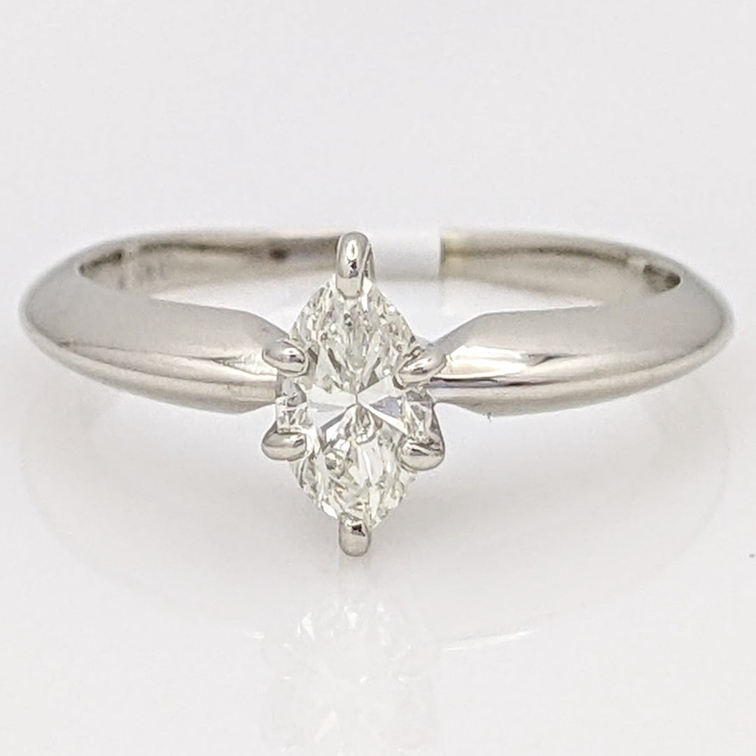 14K WHITE .35 CARAT TOTAL SI1 K DIAMOND MARQUISE SOLITAIRE ESTATE RING 2.0G