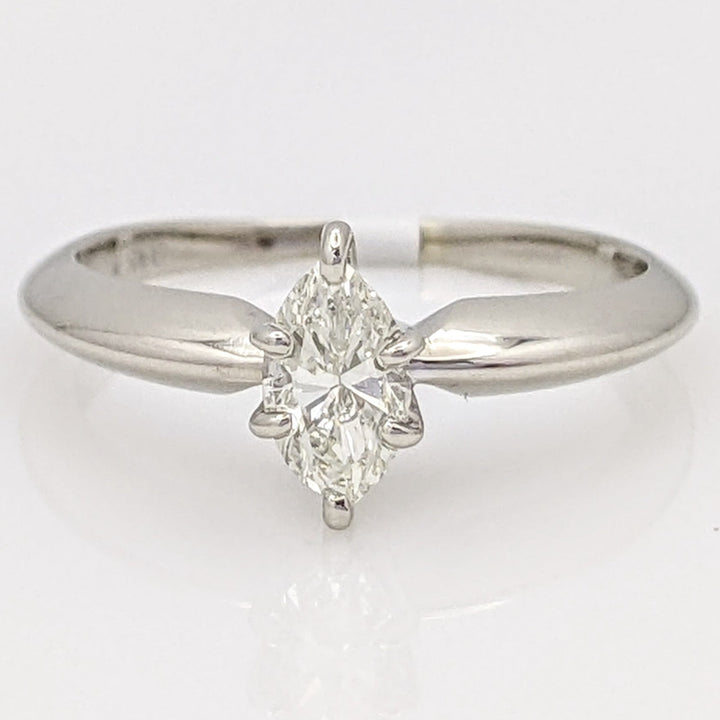 14K WHITE .35 CARAT TOTAL SI1 K DIAMOND MARQUISE SOLITAIRE ESTATE RING 2.0G