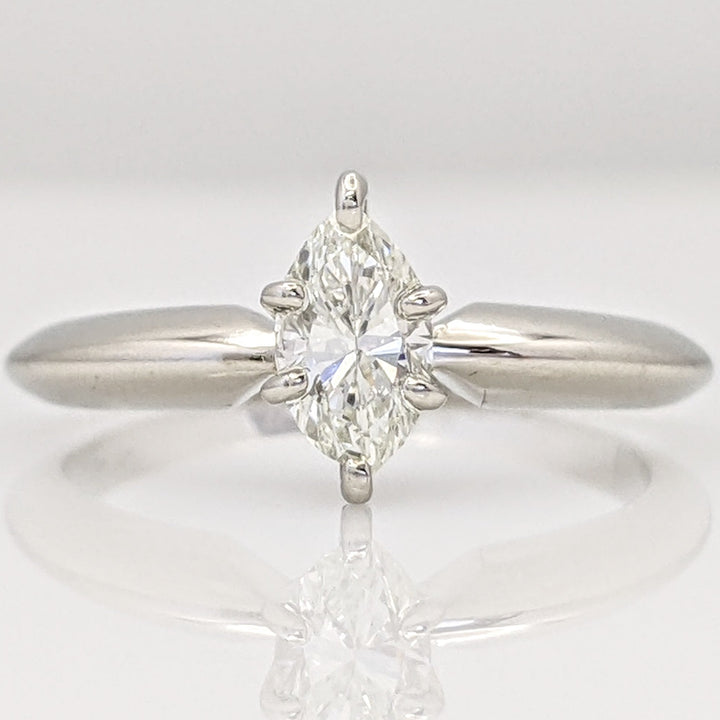 14K WHITE .35 CARAT TOTAL SI1 K DIAMOND MARQUISE SOLITAIRE ESTATE RING 2.0G