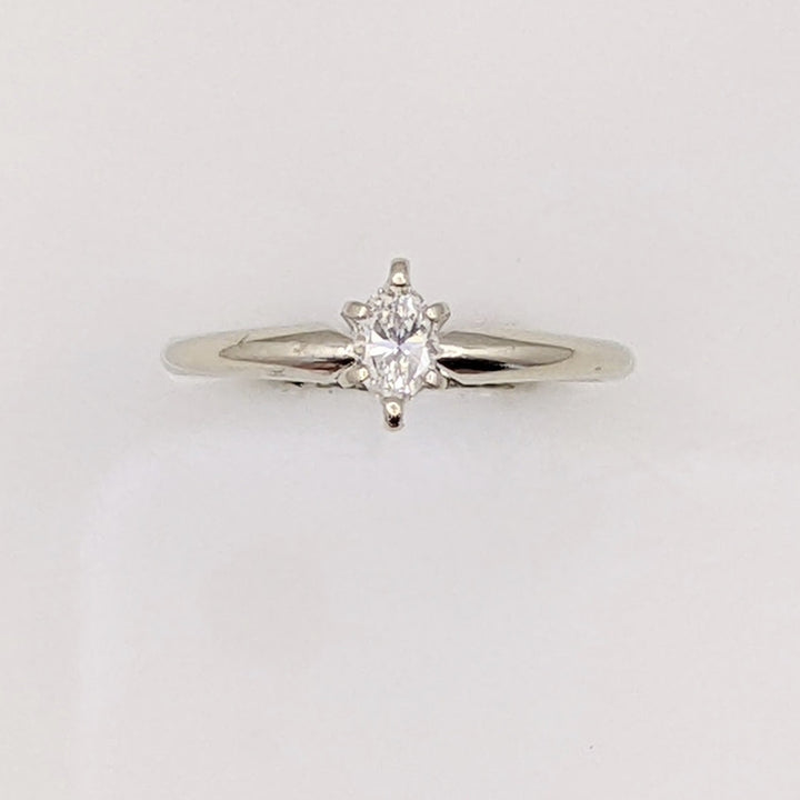 14K WHITE .25 CARAT TOTAL SI1 G DIAMOND MARQUISE SOLITAIRE ESTATE RING 1.7 GRAMS