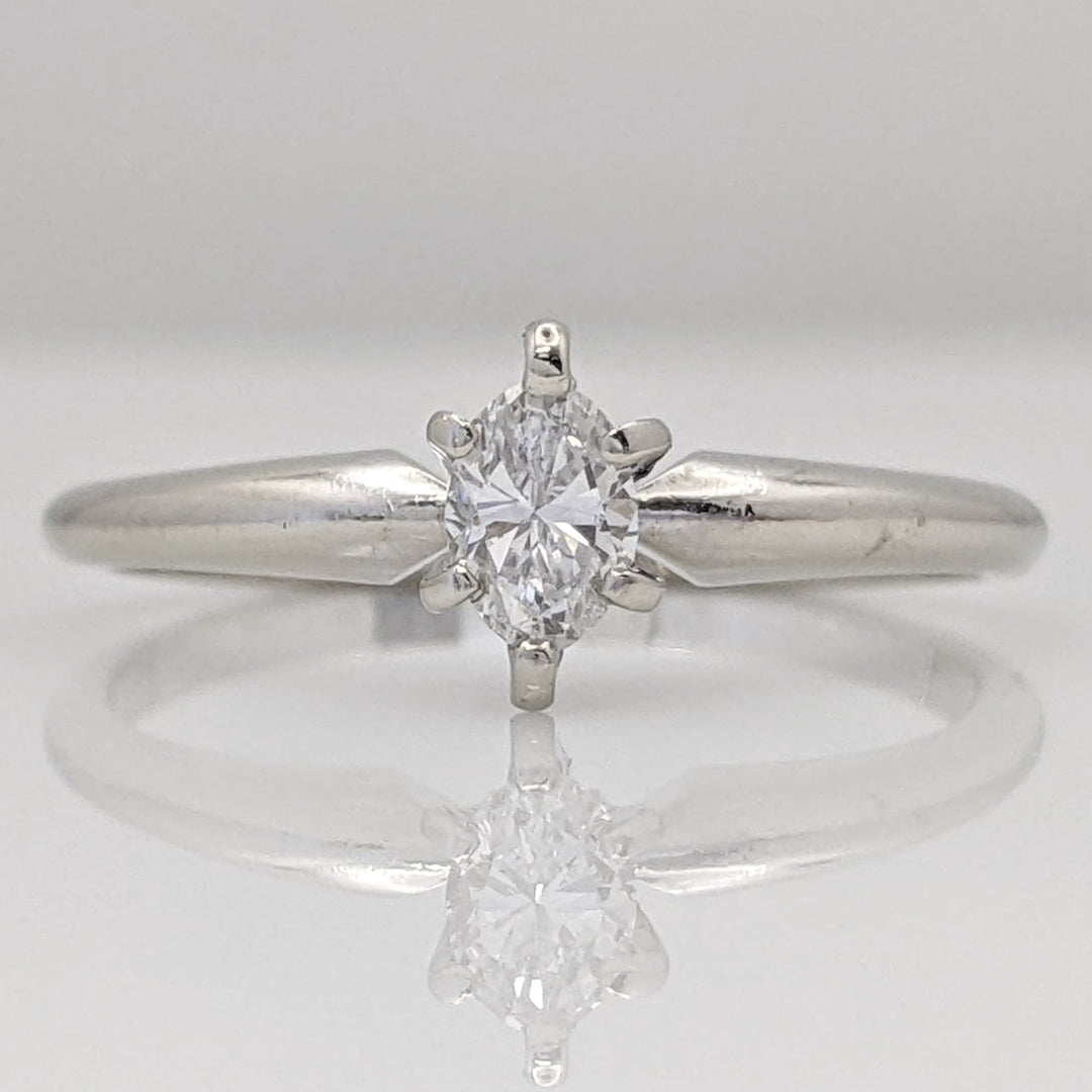 14K WHITE .25 CARAT TOTAL SI1 G DIAMOND MARQUISE SOLITAIRE ESTATE RING 1.7 GRAMS