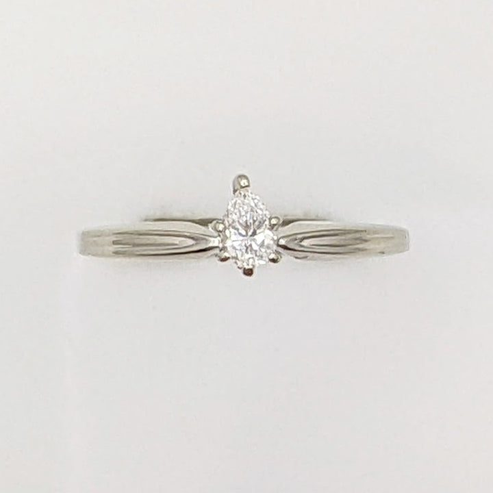 14K WHITE .20 CARAT TOTAL SI2 G DIAMOND PEAR SOLITAIRE ESTATE RING 1.7 GRAMS