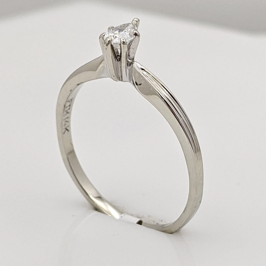 14K WHITE .20 CARAT TOTAL SI2 G DIAMOND PEAR SOLITAIRE ESTATE RING 1.7 GRAMS