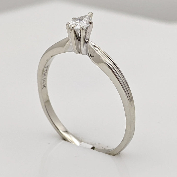 14K WHITE .20 CARAT TOTAL SI2 G DIAMOND PEAR SOLITAIRE ESTATE RING 1.7 GRAMS
