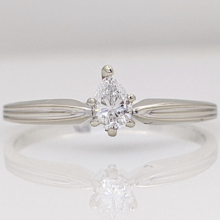 14K WHITE .20 CARAT TOTAL SI2 G DIAMOND PEAR SOLITAIRE ESTATE RING 1.7 GRAMS