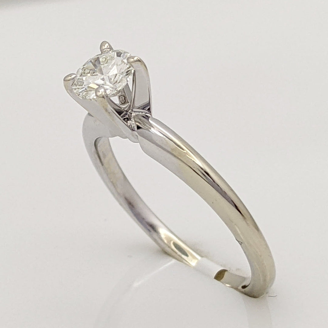 14K WHITE .37 CARAT TOTAL I1 H DIAMOND ROUND SOLITAIRE ESTATE RING 1.9 GRAMS