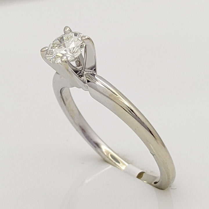 14K WHITE .37 CARAT TOTAL I1 H DIAMOND ROUND SOLITAIRE ESTATE RING 1.9 GRAMS
