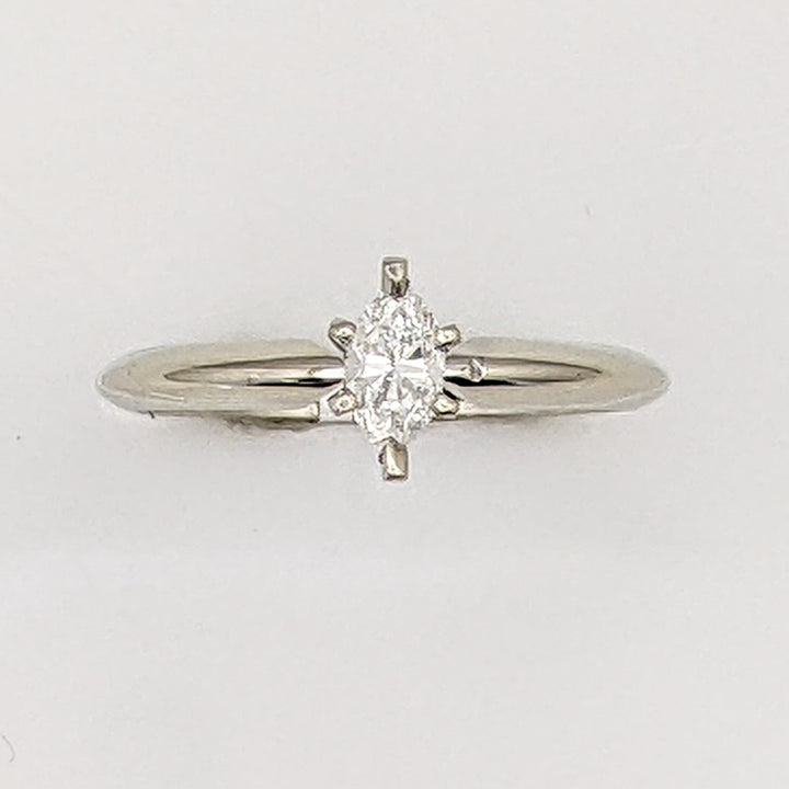 14K WHITE .26 CARAT TOTAL SI2 I DIAMOND MARQUISE SOLITAIRE ESTATE RING 1.9 GRAMS