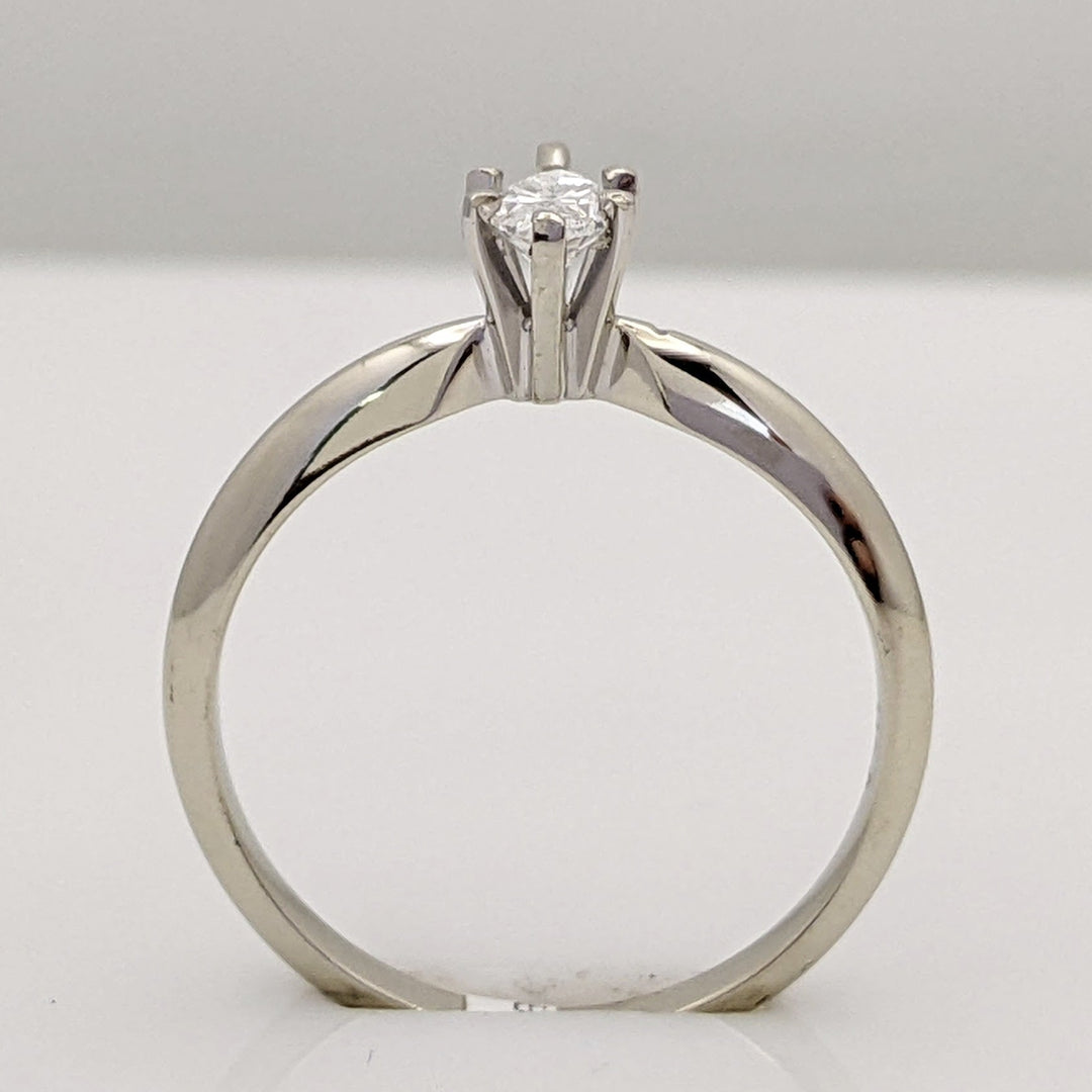 14K WHITE .26 CARAT TOTAL SI2 I DIAMOND MARQUISE SOLITAIRE ESTATE RING 1.9 GRAMS