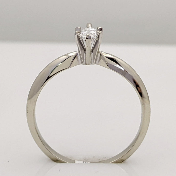 14K WHITE .26 CARAT TOTAL SI2 I DIAMOND MARQUISE SOLITAIRE ESTATE RING 1.9 GRAMS