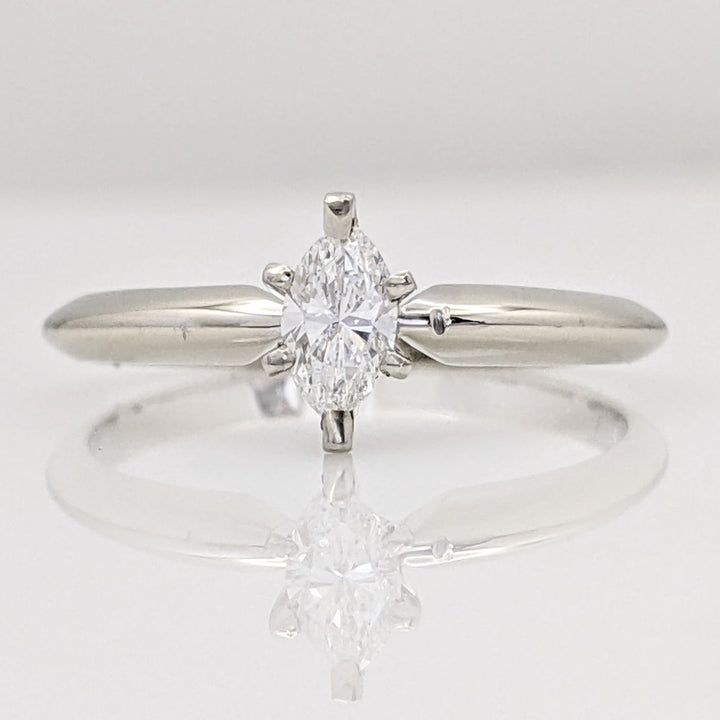14K WHITE .26 CARAT TOTAL SI2 I DIAMOND MARQUISE SOLITAIRE ESTATE RING 1.9 GRAMS