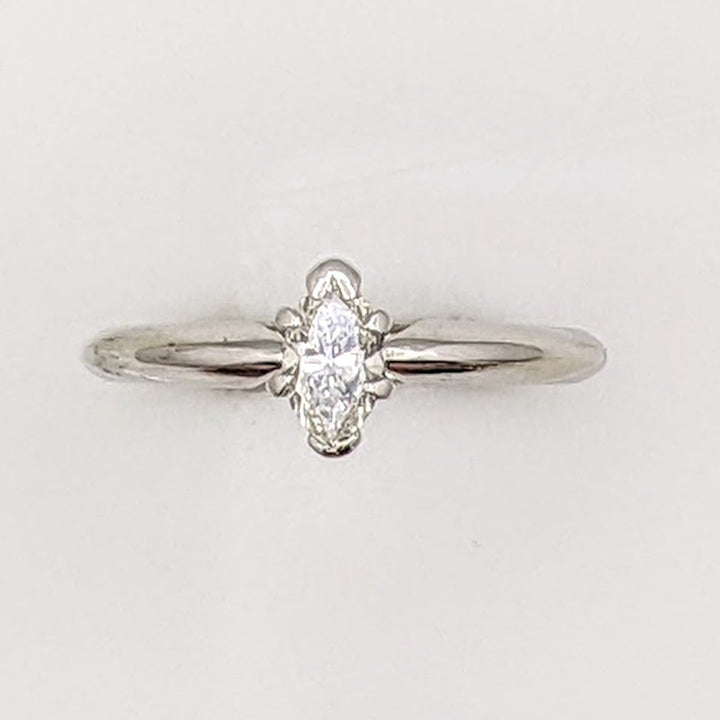 14K WHITE .25 CARAT TOTAL VS1 G DIAMOND MARQUISE ESTATE RING 2.0 GRAMS