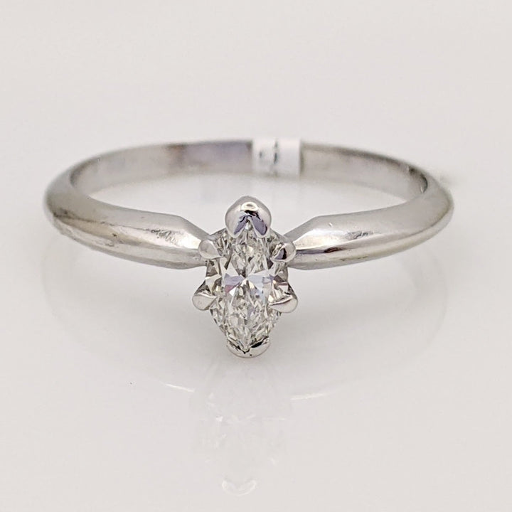14K WHITE .25 CARAT TOTAL VS1 G DIAMOND MARQUISE ESTATE RING 2.0 GRAMS