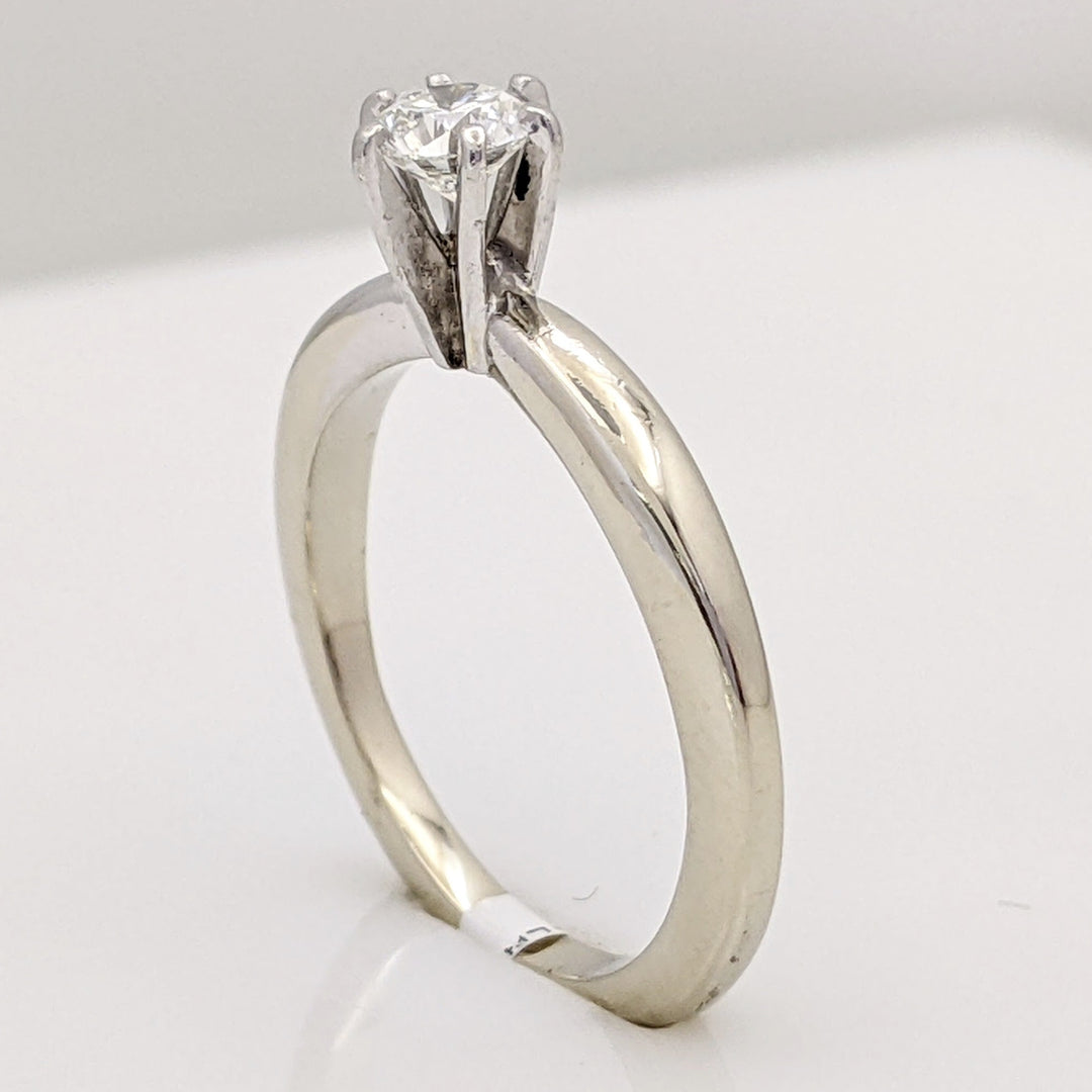 14K WHITE .34 CARAT TOTAL WEIGHT SI1 G DIAMOND ROUND SOLITAIRE ESTATE RING 3.2 GRAMS