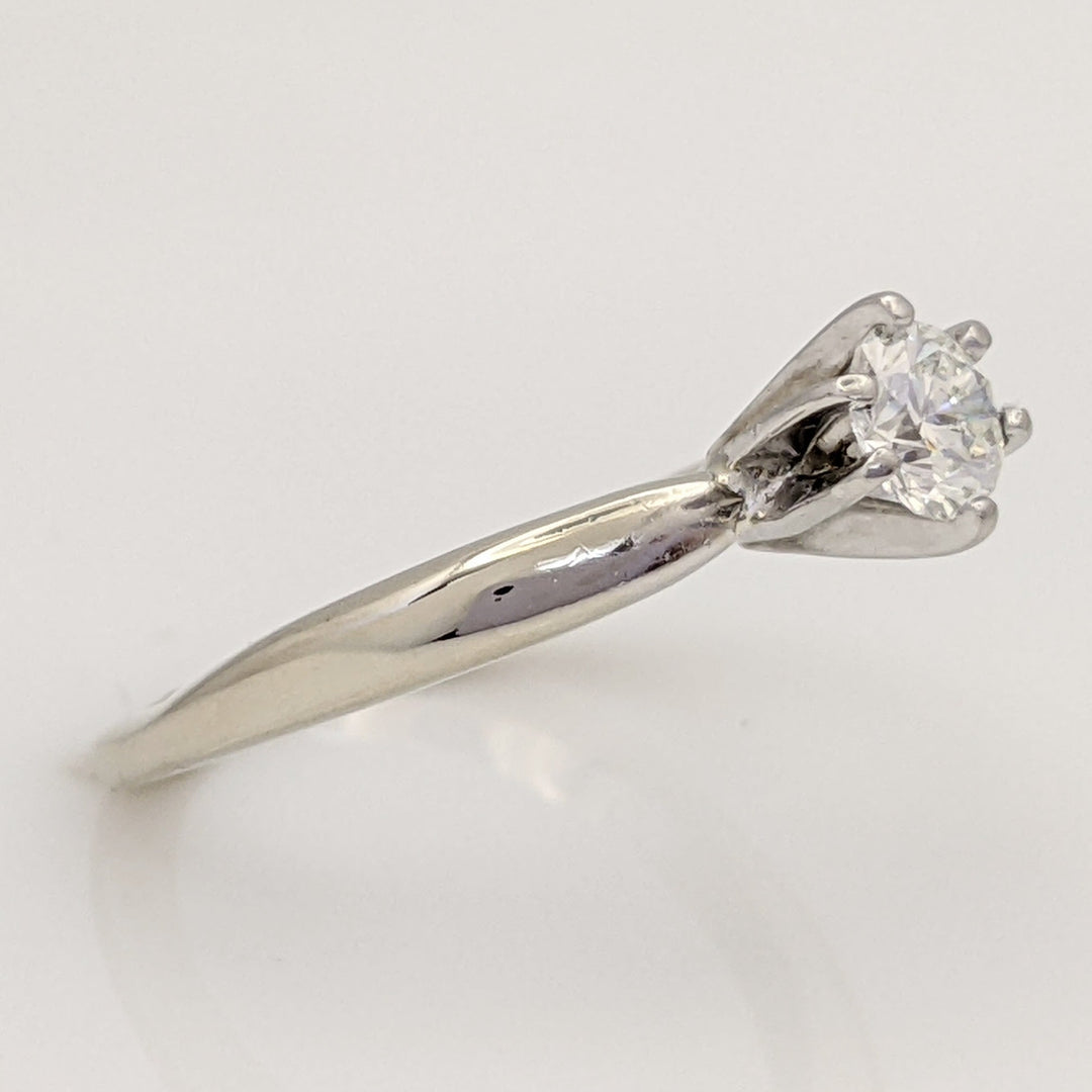14K WHITE .34 CARAT TOTAL WEIGHT SI1 G DIAMOND ROUND SOLITAIRE ESTATE RING 3.2 GRAMS
