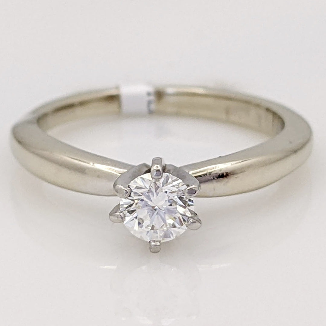 14K WHITE .34 CARAT TOTAL WEIGHT SI1 G DIAMOND ROUND SOLITAIRE ESTATE RING 3.2 GRAMS