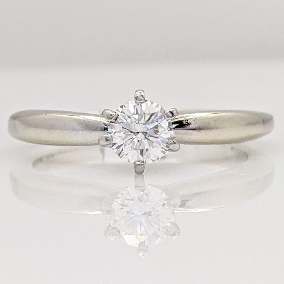 14K WHITE .34 CARAT TOTAL WEIGHT SI1 G DIAMOND ROUND SOLITAIRE ESTATE RING 3.2 GRAMS