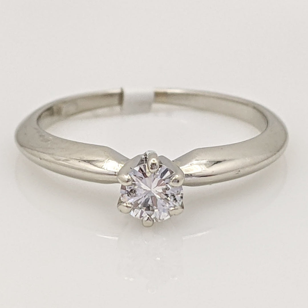 14K WHITE .20 CARAT TOTAL I1 H DIAMOND ROUND SOLITAIRE ESTATE RING 1.9 GRAMS