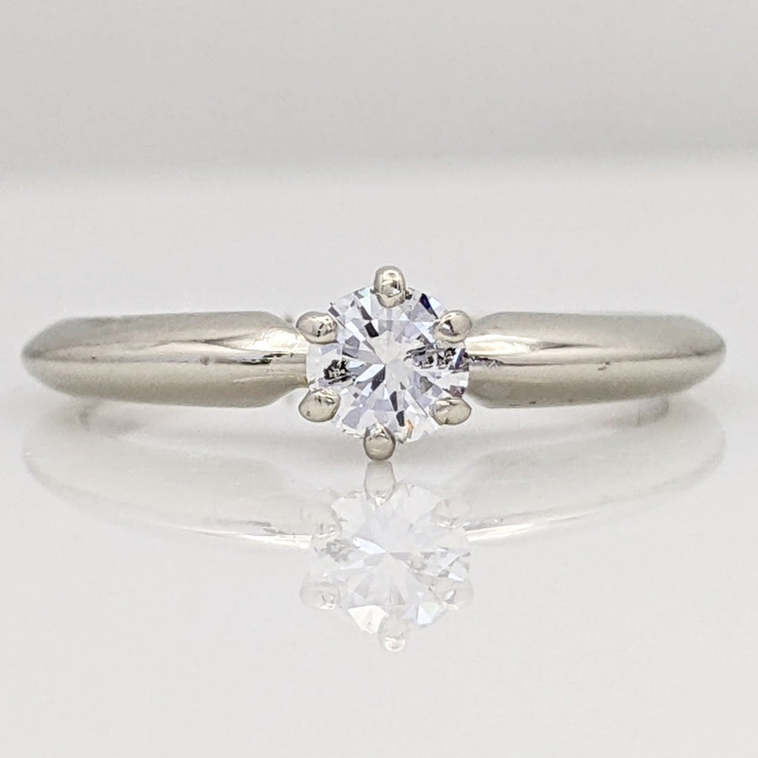 14K WHITE .20 CARAT TOTAL I1 H DIAMOND ROUND SOLITAIRE ESTATE RING 1.9 GRAMS