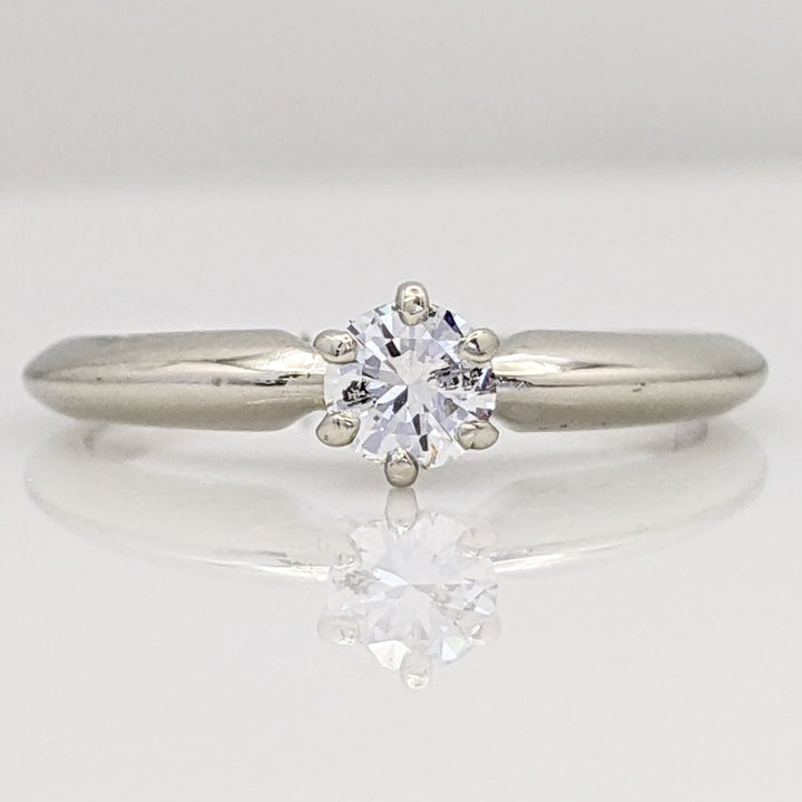 14K WHITE .20 CARAT TOTAL I1 H DIAMOND ROUND SOLITAIRE ESTATE RING 1.9 GRAMS